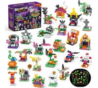 TWERF Recuerdos de fiesta de Halloween, paquete de 24 bloques de | Halloween construye con calabazas, fantasmas, murciélagos y escenas embrujadas para bolsas de golosinas, premios de aula