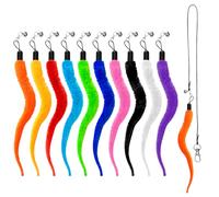 Tweruna Paquete de 10 juguetes de gusano para gatos, juguete colorido para gatos con campana, varita interactiva para gatos para jugar y hacer ejercicio de persecución con gatito