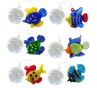 TWEW 6 piezas de decoración de peces flotantes de cristal colorido para acuario, decoración artesanal de burbujas para decoración del hogar