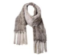 TWEW Bufanda de piel de visón suave para mujer - Elegante y cálido cubrecuellos, gris, 140x13cm/55.12x5.12inch