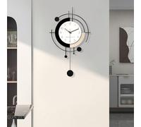 TWFJEL Relojes de Pared Modernos Creativo Minimalista Silencioso sin tictac Reloj Pared Grande Metal + Madera Relój de Péndulo Moda Art Déco para Cocina Sala Dormitorio Oficina (Large)