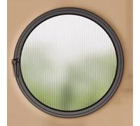 TWHZSAI Ventana abatible Redonda giratoria empotrada de aleación de Aluminio y Vidrio Templado, Ideal para baño, Dormitorio, Cocina y hogar, Color Negro, 1,45 cm/17,7 Pulgadas