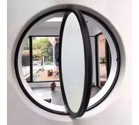 TWHZSAI Ventana Redonda giratoria de aleación de Aluminio, Ventana de Ojo de Buey de Vidrio Templado con manija para decoración de Pared, Ventana abatible para Cocina y hogar, Color Negro, 2,70 cm/2