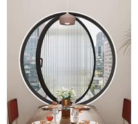 TWHZSAI Ventanas Redondas de Vidrio Templado con rotación de 360°, ventilación de aleación de Aluminio, Ventana de Ojo de Buey para baño, Cocina, decoración de casa de Juegos, Color Negro, 1,55 cm/2