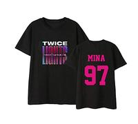 Twice KPOP Twice Camiseta T-Shirt Casual Manga Corta DAHYUN Mina TZUYU NA YEON JIHYO Jung YEON Momo NAYEON Sana Top para Mujer y Hombre Los Grupo de Chicas Deportes Camiseta