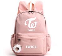 Twice Mochila con Orejas de Conejo KPOP Bolsa de Regalo Mercancía Bolsa para Computadora Portátil Escuela Mochila de Viaje Escuela Bolsas de Lona NAYEON Momo Sana JIHYO Mina DAHYUN TZUYU