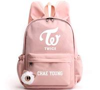 Twice Mochila con Orejas de Conejo KPOP Bolsa de Regalo Mercancía Bolsa para Computadora Portátil Escuela Mochila de Viaje Escuela Bolsas de Lona NAYEON Momo Sana JIHYO Mina DAHYUN TZUYU
