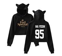 Twice Sudaderas con Capucha de Manga Larga Otoño Invierno KPOP Cat Ear Feel Special Impresión Hoodies Crop Top Hip Hop Suelto Pullover NA YEON Jung YEON Momo Sana JI Hyo Mina DAHYUN TZUYU