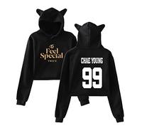 Twice Sudaderas con Capucha de Manga Larga Otoño Invierno KPOP Cat Ear Feel Special Impresión Hoodies Crop Top Hip Hop Suelto Pullover NA YEON Jung YEON Momo Sana JI Hyo Mina DAHYUN TZUYU