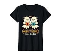 Twice The Boo Halloween Humor Truco O Trato Divertido Camiseta gráfica económica, Mujer, Negro, XS