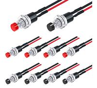 Twidec/10pcs 1A 250V AC 2 pines SPST Negro + Rojo Normal Abierto Mini momentáneo Pulsador Interruptor con cables presoldados PBS-110-XBKR