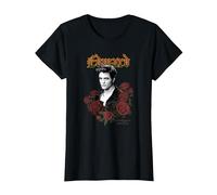 Twilight Edward Goth Print with Roses Vintage Movie Camiseta, Mujer, Negro, S