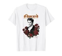 Twilight Edward Gothic Print with Roses Vintage Movie Camiseta, Hombre, Blanco, M