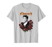 Twilight Edward Gothic Print with Roses Vintage Movie Camiseta, Hombre, Plata, XL