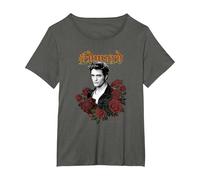 Twilight Edward Gothic Print with Roses Vintage Movie Camiseta, Mujer Tallas Grandes, Asfalto, 1XL Grande