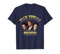 Twilight Team Edward Forever Portrait Collage Vampire Movie Camiseta, Hombre, Azul Marino, M