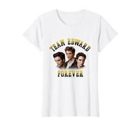 Twilight Team Edward Forever Portrait Collage Vampire Movie Camiseta, Mujer, Blanco, XXL