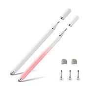 Twiller Disc Tablet Stift, 2 in 1 Tablet Pen für alle Tablets mit Magnetkappe, 2 pcs Stylus Stylus Touchstift Handy Stift Kompatibel mit iPhone, iPad, Samsung, Chromebook, etc Rosa Weiß