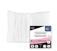 Twillie Juego de 2 Fundas de Almohada Impermeables - para Cojines 40 x 40 - Certificado Oeko Tex® - Fabricado en Europa - Protector de Almohada de Jersey Micro Transpirable - Ultra Fina - Cremallera
