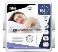 Twillie - Protector de almohada impermeable (juego de 2) - para almohada de 60 x 60 cm - Calidad superior con certificado Oeko-TEX - Aegis Hipoalergénico, anti ácaro, bacteriano, fabricado en Europa