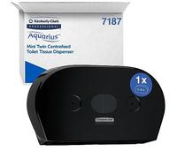 Twin Mini Aquarius Portarrollos negro de papel higiénico para baño de dispensación central 7187 - 1 x negro, Dispensador de papel higiénico