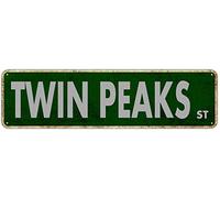Twin Peaks - Cartel de calle para decoración de habitación, póster retro para exteriores, letrero de estaño de carretera, arte de pared, letrero de metal vintage para hombre, cueva, bar, pub,