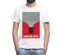 Twin Peaks Damn Good Coffee Red Camiseta Blanco Clásica de Hombre con Cuello Redondo y Manga Corta Medium