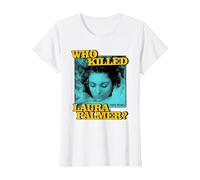 Twin Peaks Pop Art Laura Palmer TV Show Camiseta, Mujer, Blanco, S
