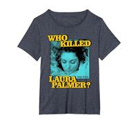 Twin Peaks Pop Art Laura Palmer TV Show Camiseta, Mujer Tallas Grandes, Azul Jaspeado, 1XL Grande