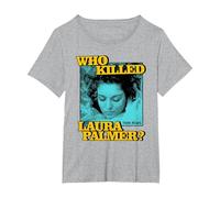 Twin Peaks Pop Art Laura Palmer TV Show Camiseta, Mujer Tallas Grandes, Gris Jaspeado, 1XL Grande