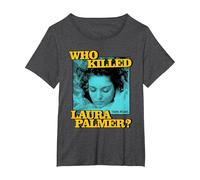 Twin Peaks Pop Art Laura Palmer TV Show Camiseta, Mujer Tallas Grandes, Jaspeado Oscuro, 1XL Grande