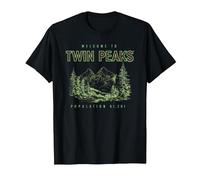 Twin Peaks Souvenir Welcome to Twin Peaks TV Show Camiseta, Hombre, Negro, L
