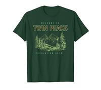 Twin Peaks Souvenir Welcome to Twin Peaks TV Show Camiseta, Hombre, Verde Bosque, 3XL