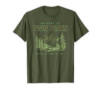 Twin Peaks Souvenir Welcome to Twin Peaks TV Show Camiseta, Hombre, Verde Oliva, M