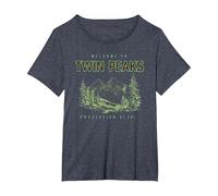 Twin Peaks Souvenir Welcome to Twin Peaks TV Show Camiseta, Mujer Tallas Grandes, Azul Jaspeado, 1XL Grande