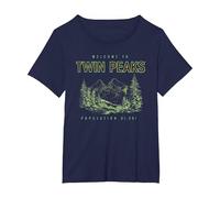 Twin Peaks Souvenir Welcome to Twin Peaks TV Show Camiseta, Mujer Tallas Grandes, Azul Marino, 1XL Grande