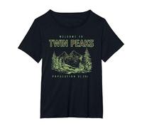 Twin Peaks Souvenir Welcome to Twin Peaks TV Show Camiseta, Mujer Tallas Grandes, Negro, 1XL Grande
