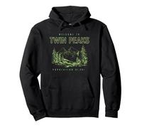 Twin Peaks Souvenir Welcome to Twin Peaks TV Show Sudadera con Capucha, Unisex para Adultos, Negro, L
