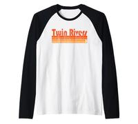 Twin Rivers, estilo retro de los años 80 de Nueva Jersey Camiseta Manga Raglan