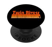 Twin Rivers, estilo retro de los años 80 de Nueva Jersey PopSockets PopGrip Adhesivo