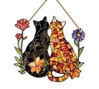 Twine Design Wall Art, Cat Window Decor, Cat Stained Glass, Window Light Catcher, Window Wall Art, Balcony Wall Art, Porch Decorations for Garden, Balcony, Porch, Garden, Wall
