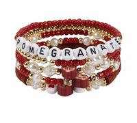 Twinfree Pulseras de frutas, pulsera de cuerda elástica con cuentas de disco surfista, amistad elástica bohemia para mujer, Talla única, Cuentas, No es una piedra preciosa