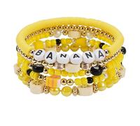 Twinfree Pulseras de frutas, pulsera de cuerda elástica con cuentas de disco surfista, amistad elástica bohemia para mujer, Talla única, Cuentas, No es una piedra preciosa