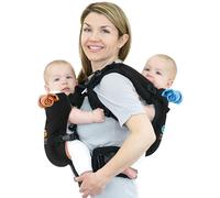 TwinGo Portabebés - Modelo Lite - Negro clásico - Funciona como un portabebés tándem o individual (las correas adicionales se venden por separado). Ajustable para hombres, mujeres, gemelos y bebés de