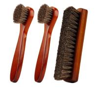 Twinice - Kit de cepillos para zapatos, 3 piezas, pelo de caballo, cuidado de piel y zapatillas