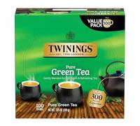 Twinings Bolsas de té verde puro envueltas individualmente, 100 unidades (1 pieza), suaves y refrescantes, con cafeína, disfruta caliente o frío