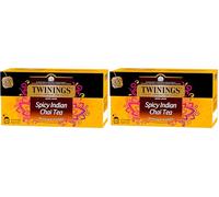 Twinings Té Negro Spicy Indian Chai - Té Negro Aromatizado con Cardamomo, Jengibre y Canela (25 Bolsas) (Paquete de 2)