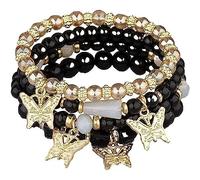 twinkle eye Pulsera bohemia negra plegable con cuentas de mariposa, pulsera de la amistad para aliviar la ansiedad, pulsera occidental Y2K para mujer
