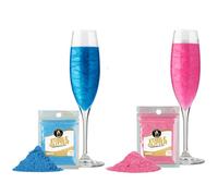 Twinkle my Drink® Purpurina comestible para bebidas colores Azul y Rosa - Decoración para fiestas de revelación de género - Purpurina comestible para vino espumoso y licor -12g para más de 60 bebidas