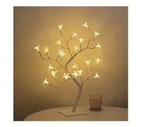 Twinkle Tree, LED Tabletop Bonsai Tree Light LED Rose Tree Lights Enchufe USB Lámpara de Mesa Fairy Flower Night Light Spirit Tree para decoración de Dormitorio de Navidad (Blanco 24 Luces Sakura)